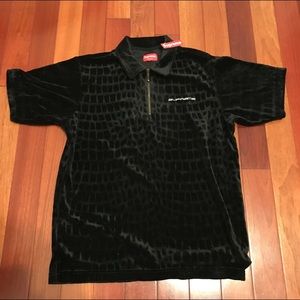 Black Supreme Croc Velour Zip Polo